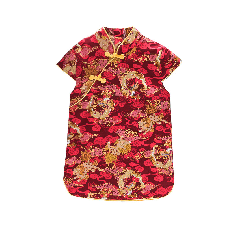Girl's improved cheongsam 2023 new arrival baby girl catch week photo photo retro Chinese style birthday dress dress