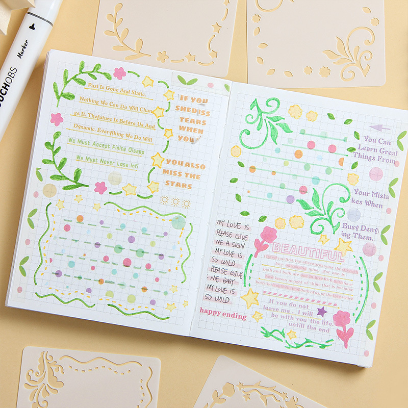 Zabc Flower Intention Cut Out Template Handwritten Newspaper Template Cross-Border Oil Pastel Template Painting Template Wholesale