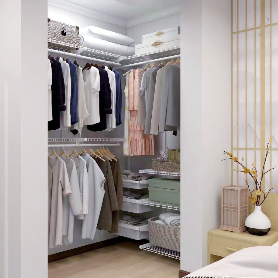 Open Wardrobe Bedroom Household Cloakroom Storage Simple Walk-in Metal Clothes Hanging Area Rental Room Wardrobe