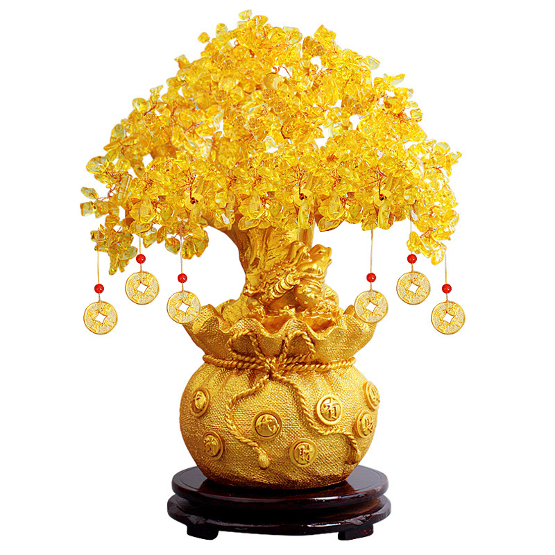 Citrine Fortune Tree Home Wine Cabinet Decorations Small Ornaments Living Room TV Cabinet Lucky Money Tree Opening Gift