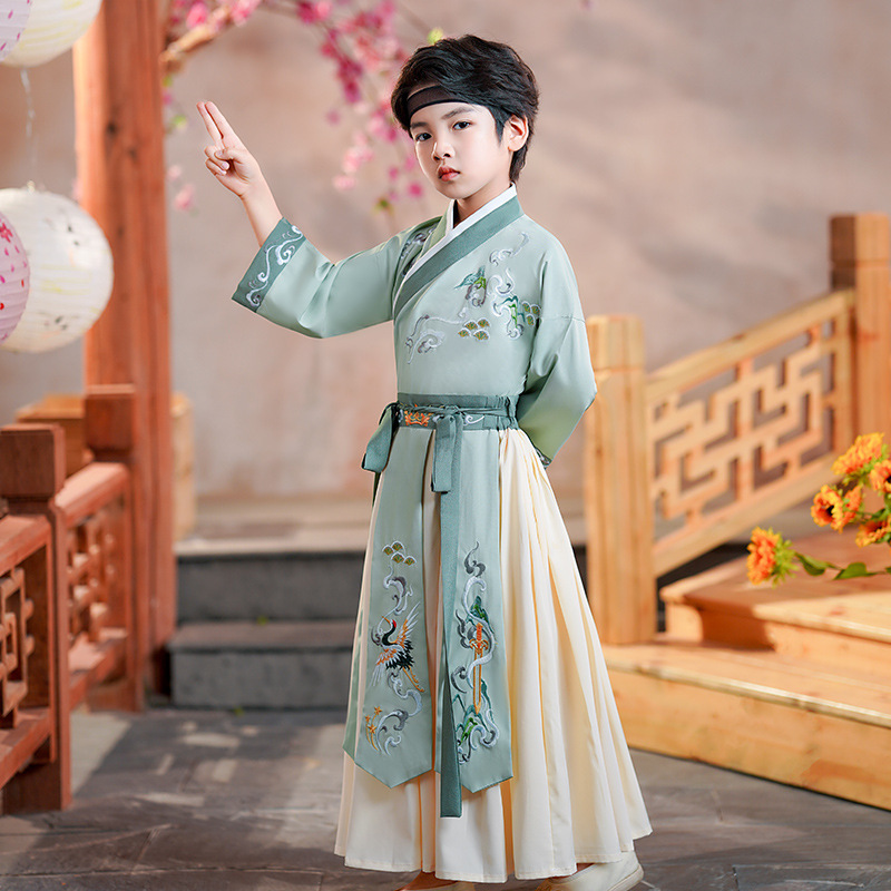 Hanfu boy's 2023 New Spring Children's ancient costume ancient style embroidery Chinese style costume performance costume suit wholesale