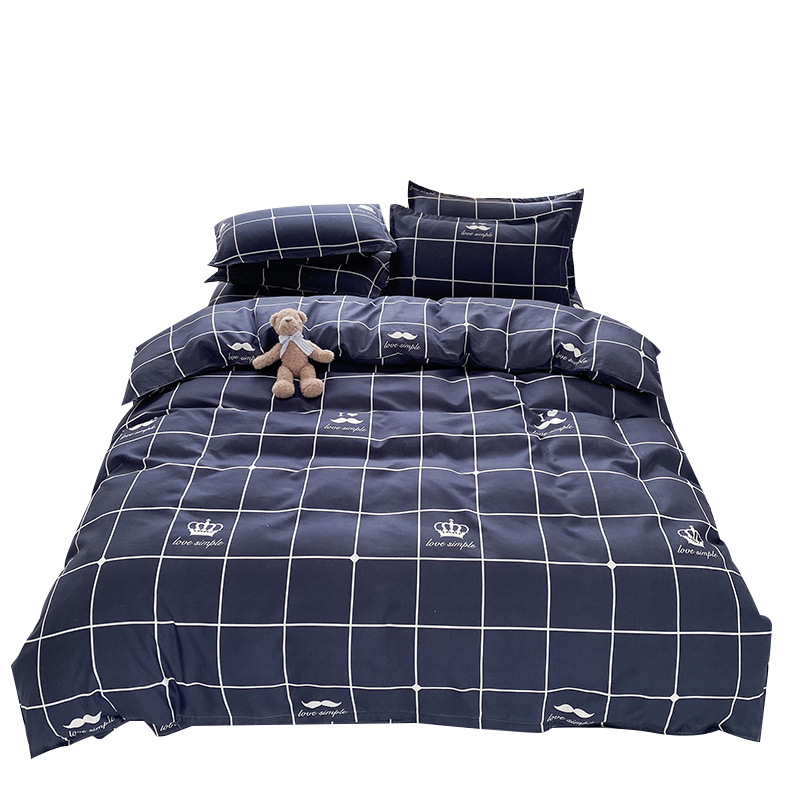 Factory direct wash cotton sanding bedding four-piece bed sheet quilt cover student dormitory three-piece 4 wholesale