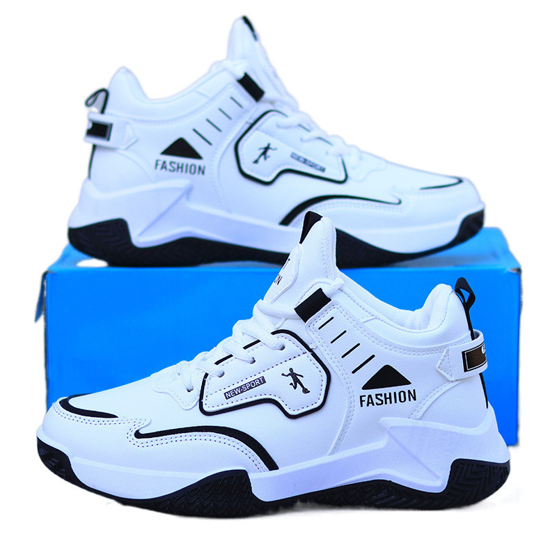 Men's Casual Shoes Basketball Shoes Men's Shoes Waterproof Autumn New Leather High-top sneaker Wear-resistant Non-slip Shoes for Students