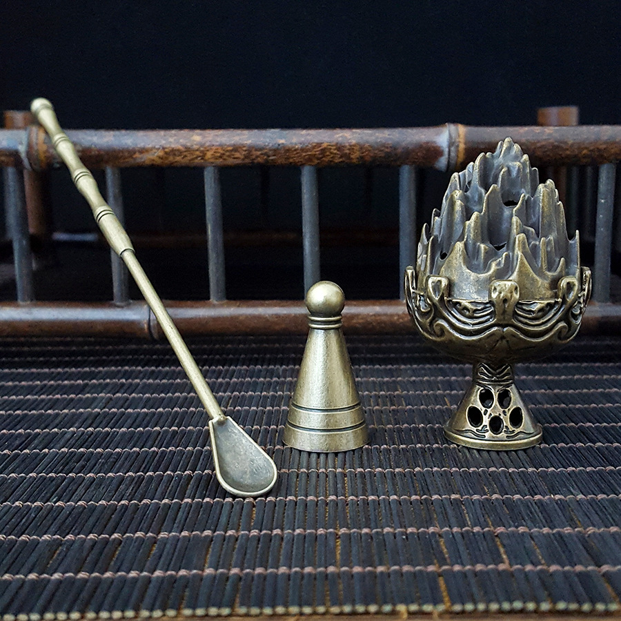 Оптовая продажа латунная форма для курильницы набор из трех предметов