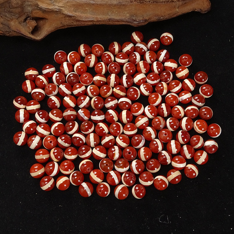 Grade 5A Red Agate First-Line Pharmacist Dzi Bead Bracelet Necklace Loose Accessories Spacer Beads Approximately 8*8mm Hot-Selling Popular Item