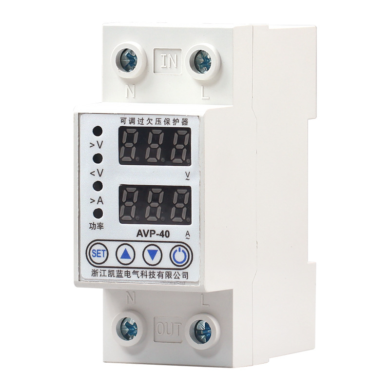 Automatic closing over-under-voltage protector digital display self-compound over-current circuit breaker home appliance over-under-voltage protector wholesale