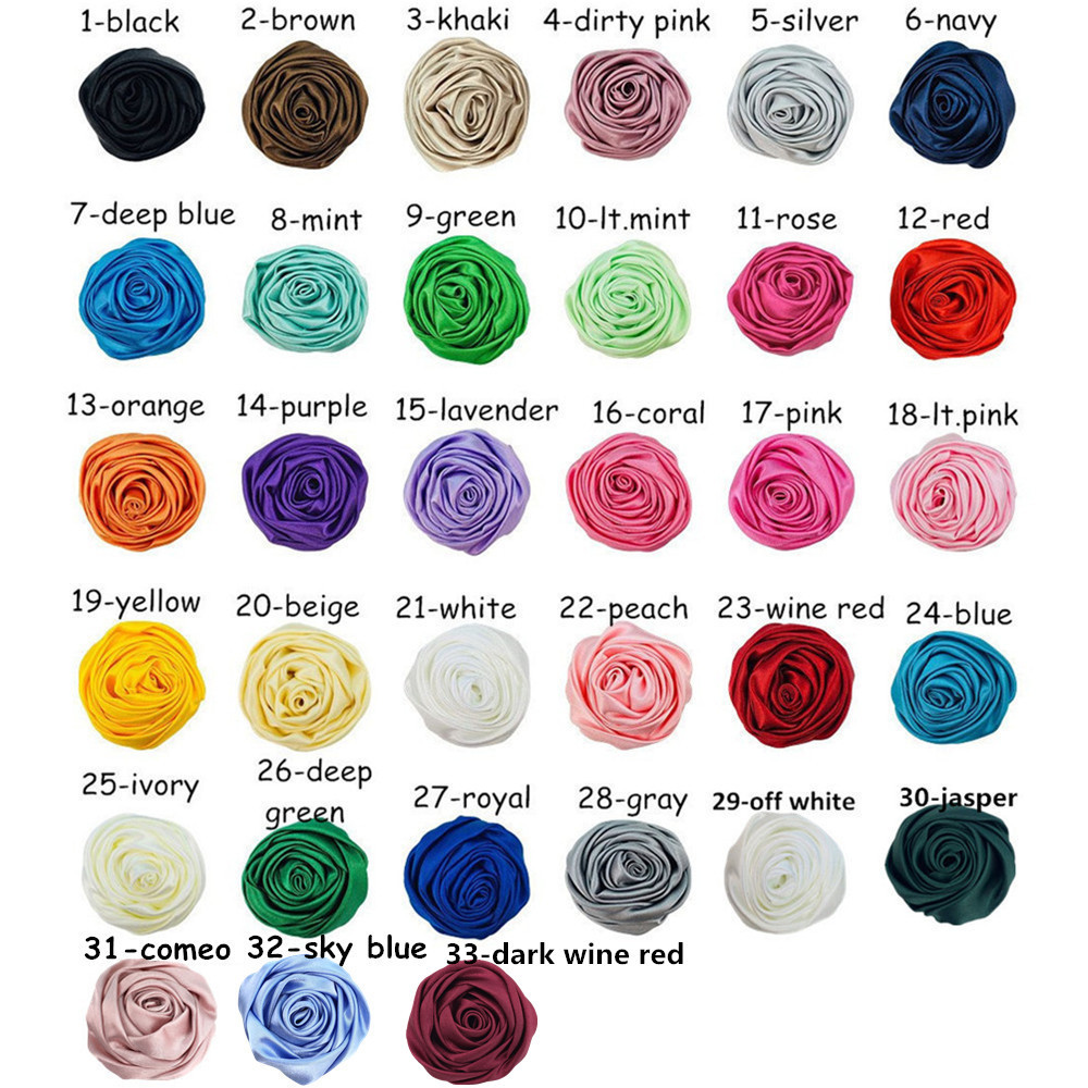 in stock 5cm satin rose flower ribbon high-grade corsage hat flower handmade flower hair accessories in stock