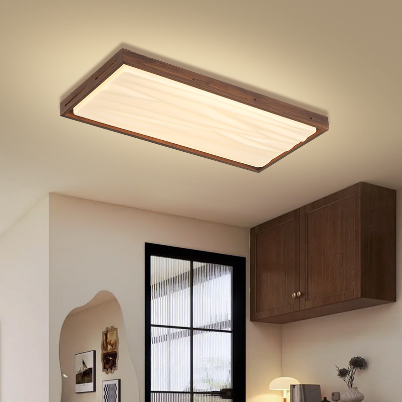 North American walnut living room main lamp Japanese style silent wind eye protection room bedroom lamp antique ceiling lamp 8719