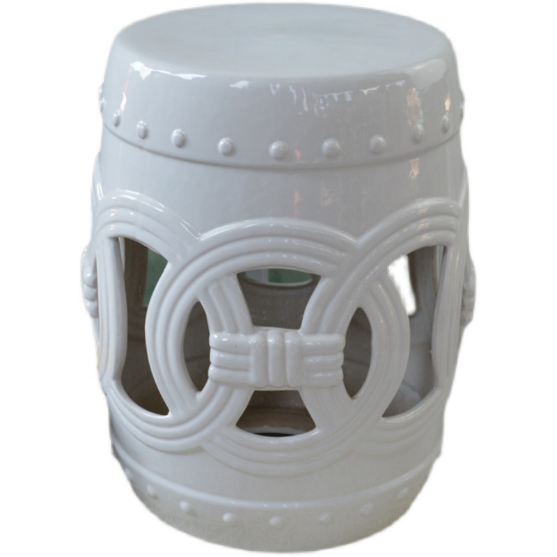 White Series Ceramic Drum Stool Porcelain Pier Cool Pier Sitting Stool Sofa Side Table Dressing Stool Model Room Soft Decoration Ornaments