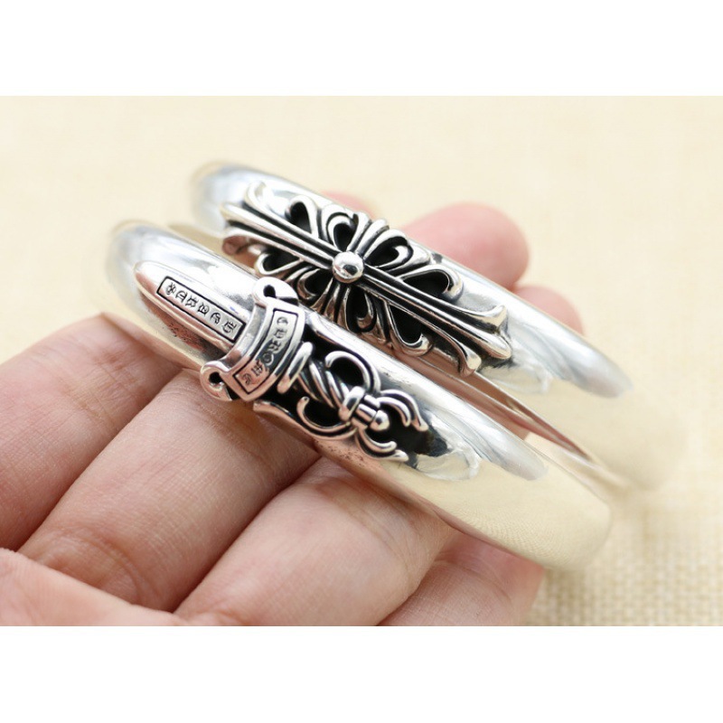 European and American S925 Sterling Silver Cross Bracelet Open Male Punk Trendy Street Fashion Accessories Sword Bracelet Female