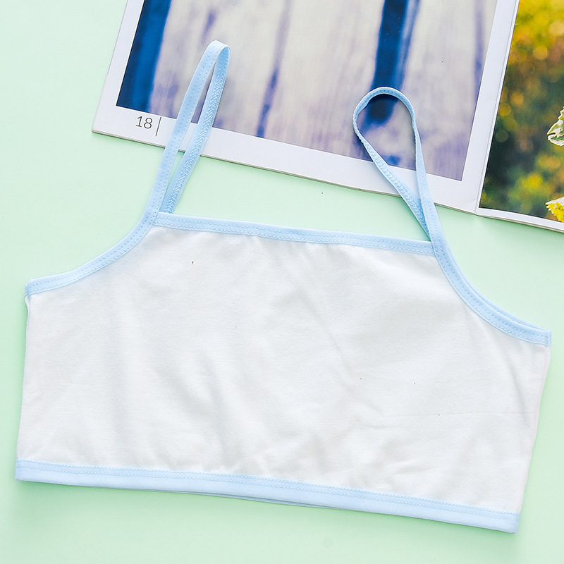 Spot Wholesale Single-Layer Girls Student Vest Sling Development Period Pure Cotton 8-14 Small Vest Single-Layer Girl Vest