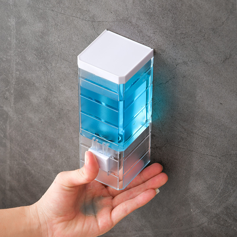 Home Transparent Wall-Mounted Manual Soap Dispenser Toilet Hotel Single Head Non-Punch Hand Soap Dispenser