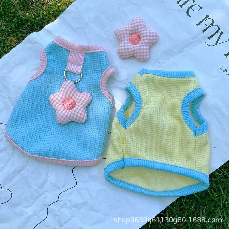 Cat Dog Clothes Spring and Summer Pet English Short Blue Cat Anti-Hair Breathable Sun Protection Teddy Bear Vest