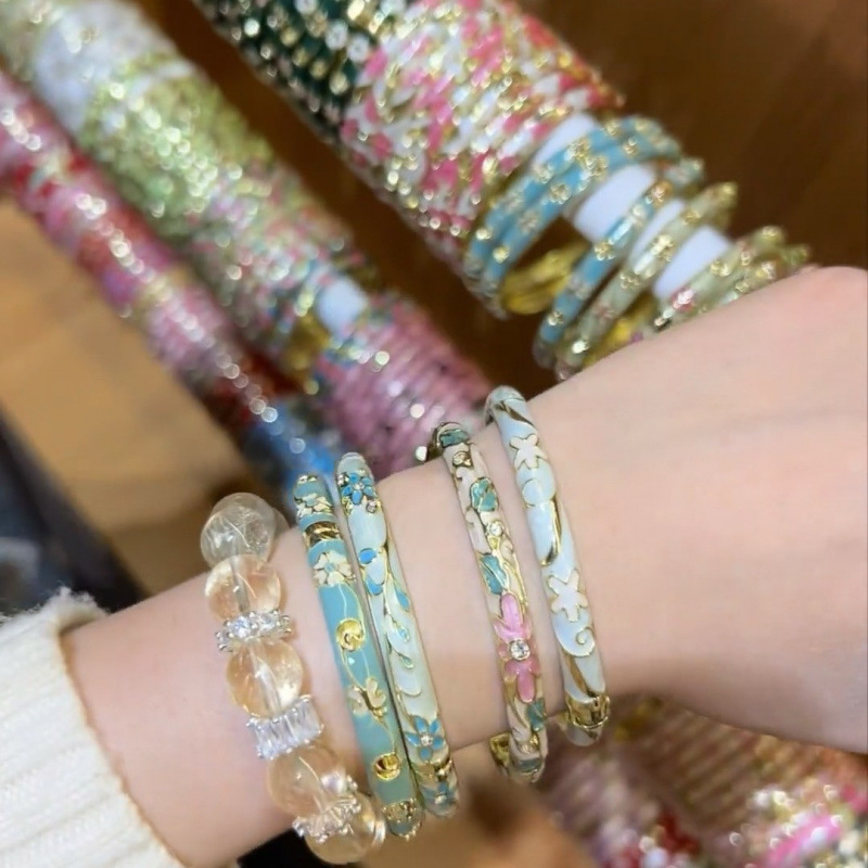 Cloisonné Enamel Bracelet New Chinese Style Palace Style Blue and White Bracelet Travel Souvenir Gift
