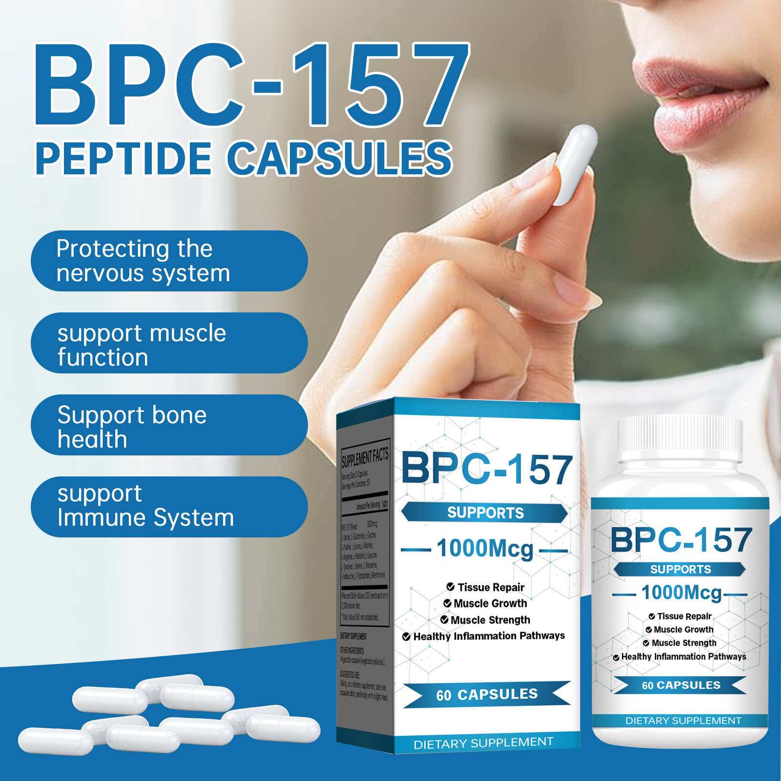 Cross-border exclusive for TK best selling muscle and exercise compound non-standard BPC-157 peptide capsule energy capsule 60 tablets