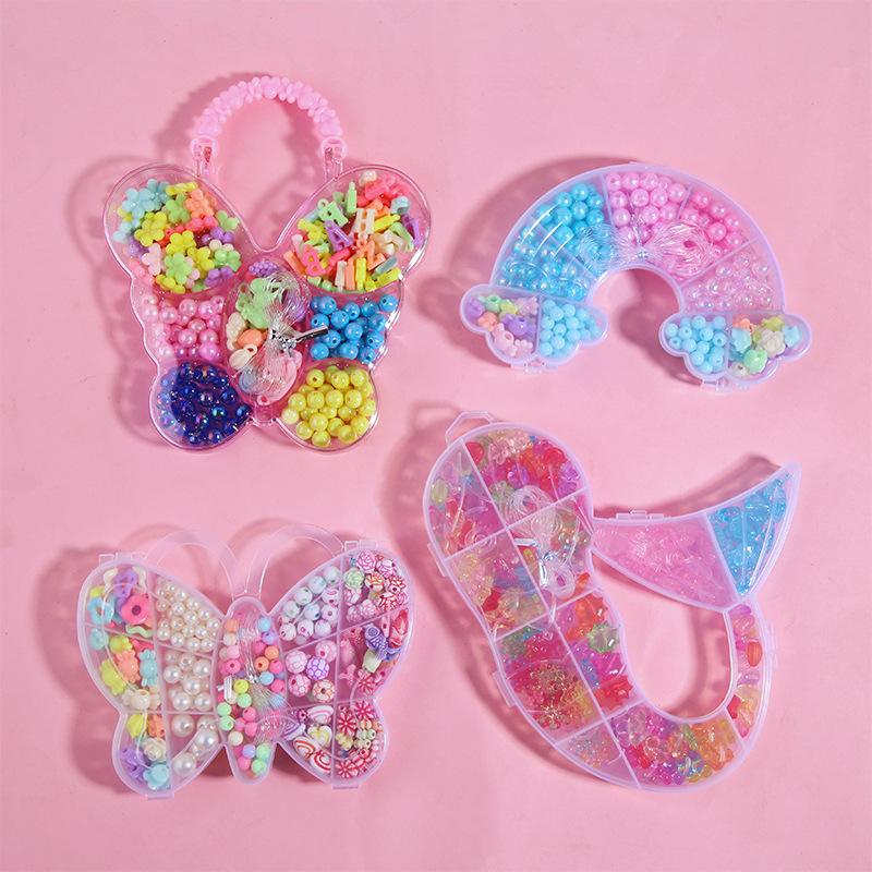 Children's Beading Supplies Girls' Toys Educational DIY Craft Material Kit Bracelet Necklace Beading Set Box