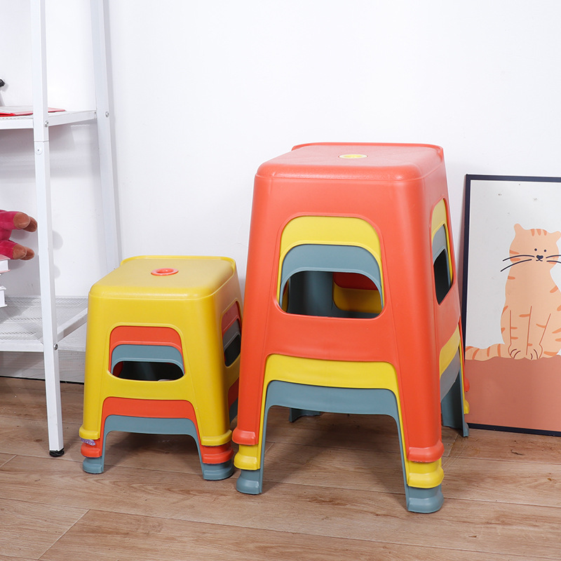 Thickened phoenix tail plastic square stool extra thick non-slip shoe changing stool bathroom stool simple high stool children's stool chair wholesale