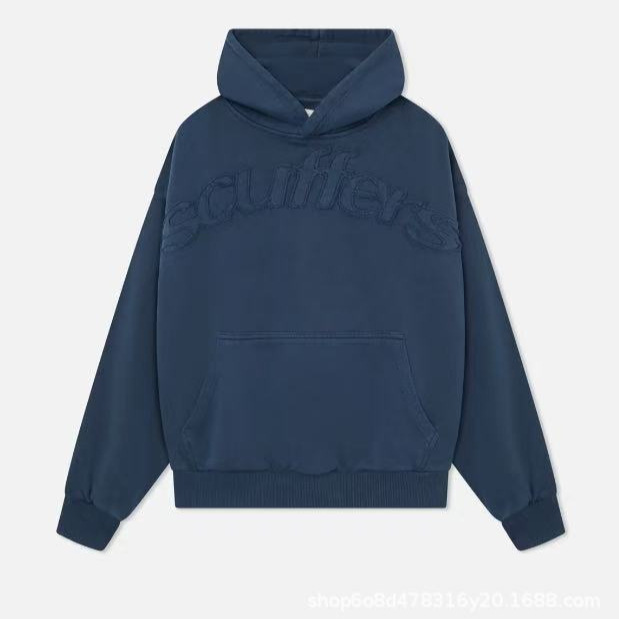 Youth Trendy Hooded Sweat New 2024 Loose Comfortable Solid Color Letter Sweat Daily Commuter Wear for Teenagers