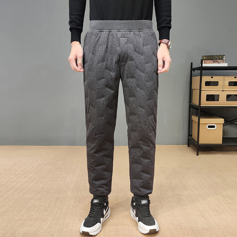Tiktok fast delivery generation down pants men's inner wear middle-aged and elderly elastic liner thickened slim warm down pants