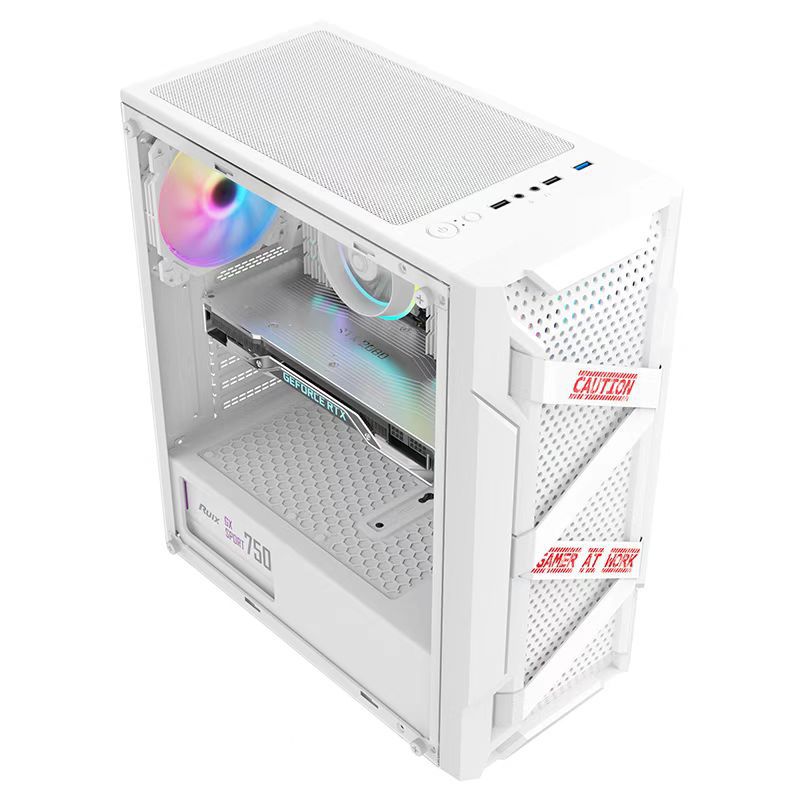Cross-border Titan game Office computer case desktop personalized bandage iron mesh e-sports side transparent ATX main case