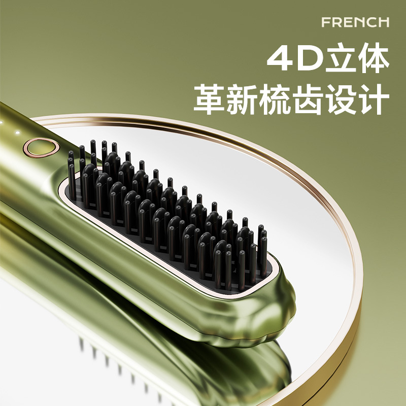 Vtt Wireless Hair Straightening Comb Negative Ion Does Not Hurt Hair Portable Home Charging Hair Straightener Hair Straightening Comb Curling and Straightening Dual-Purpose