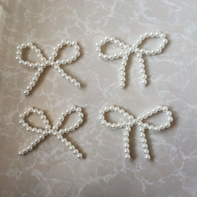 Handmade Beaded Women's Fresh White Bow Clothing Shoes and Hats Accessories Simple Hairpins Earrings