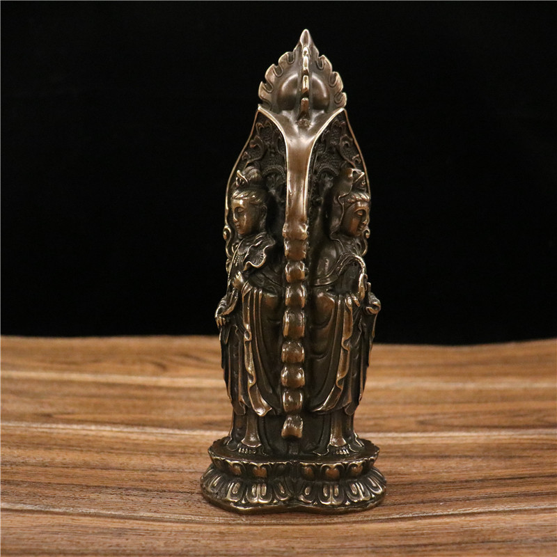 Bronze Three Saints Three-Faced Buddha Statue Shakyamuni Buddha Guanyin Ksitigarbha Bodhisattva Buddha Hall Statue