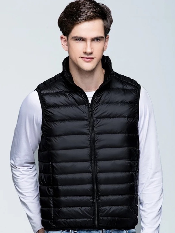 2024 Autumn and Winter New Lightweight down Vest Men's Stand Collar Men's Light White Duck down Vest Large Size Vest Trendy