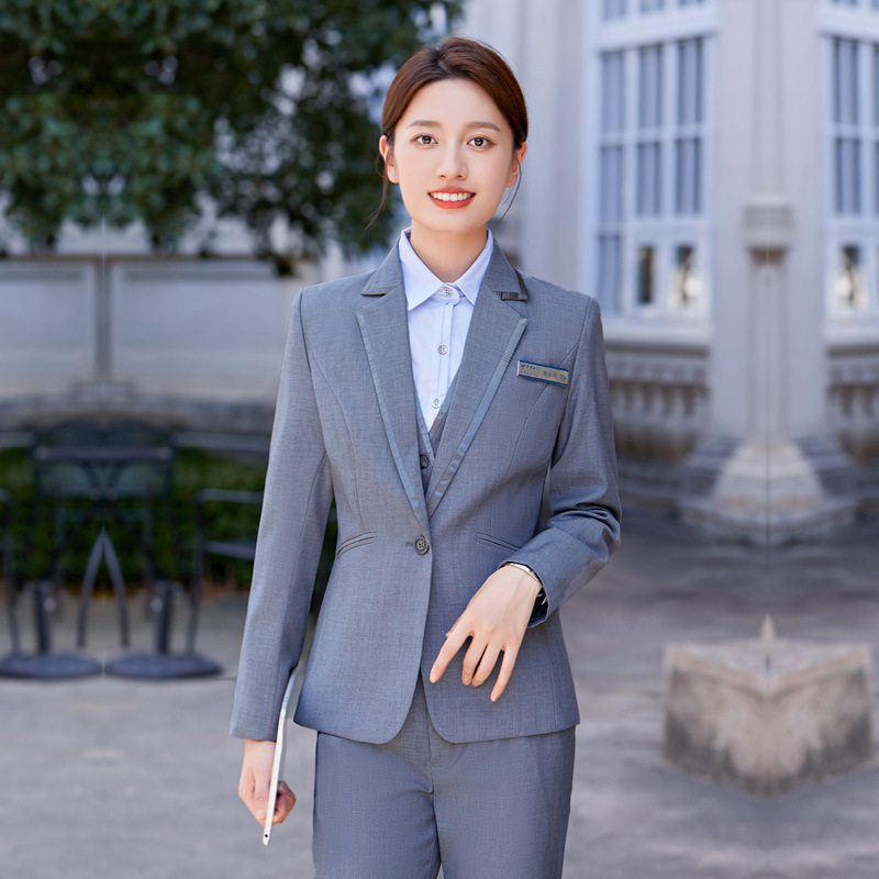 [China Telecom] Рабочая одежда для женщин, деловой зал, длинная рубашка, пиджак, жилет, брюки