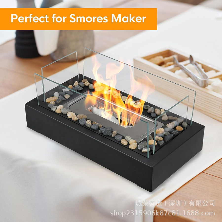 Cross-border Hot Selling Desktop Alcohol Fireplace Outdoor Portable Heating Stove Fire Pit Square Metal Fireplace New