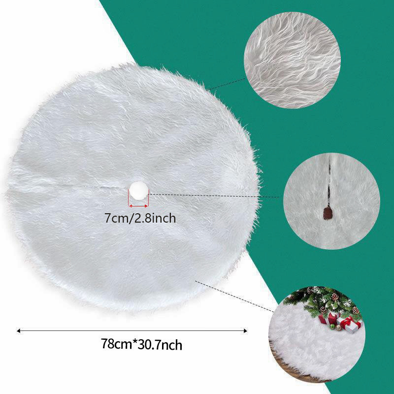Cross-Border Snowflake Christmas Tree Skirt Decoration Holiday Supplies Plush Long Hair Pure White Multi-Color Tree Skirt Christmas Party