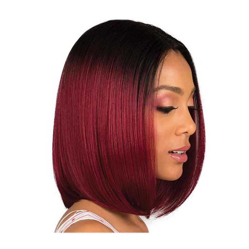 Amazon new cross-border wig Black Gradient red split bobo Bob Head full headgear manufacturers wholesale