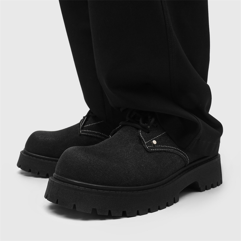 Work-Style Derby Shoes for Men 2025 Original Design Big-Toe Shoes Men's Autumn Breathable British Style Thick-Soled Height-Increasing Casual Shoes