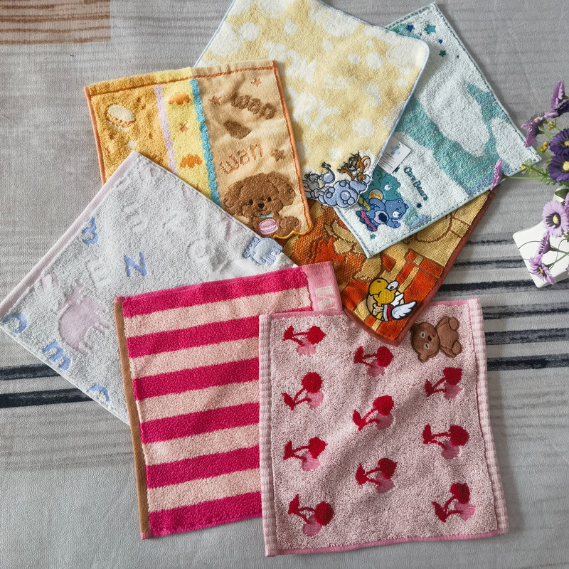 Экспорт в Японию, жаккардовое полотенце с вышивкой, маленькое квадратное, для детей, с изображением меха и мыши