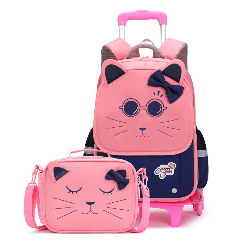 Новая сумка на колесах 2025 года для девочек начальной школы, рюкзак с защитой позвоночника и уменьшением нагрузки