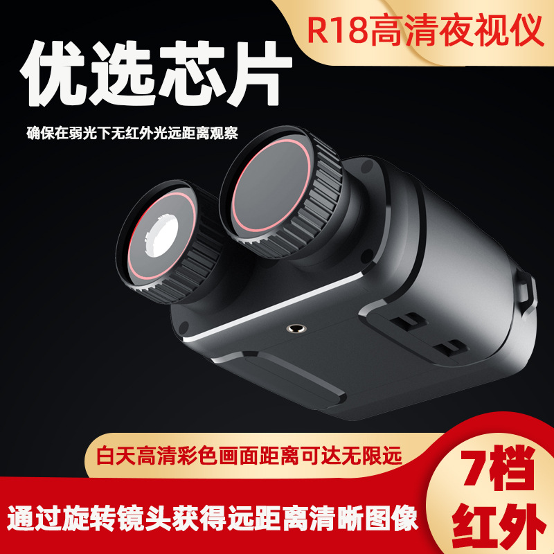 Factory direct ultra-clear large screen day and night dual-use camera video HD infrared all-black binocular night vision Temu