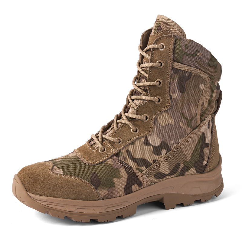 Combat Boots, Military Boots, Men's Large Size Combat Boots, Mid-Top Workwear, Outdoor Hiking Shoes, Mountaineering Shoes, Non-Slip Wear-Resistant Tactical Boots