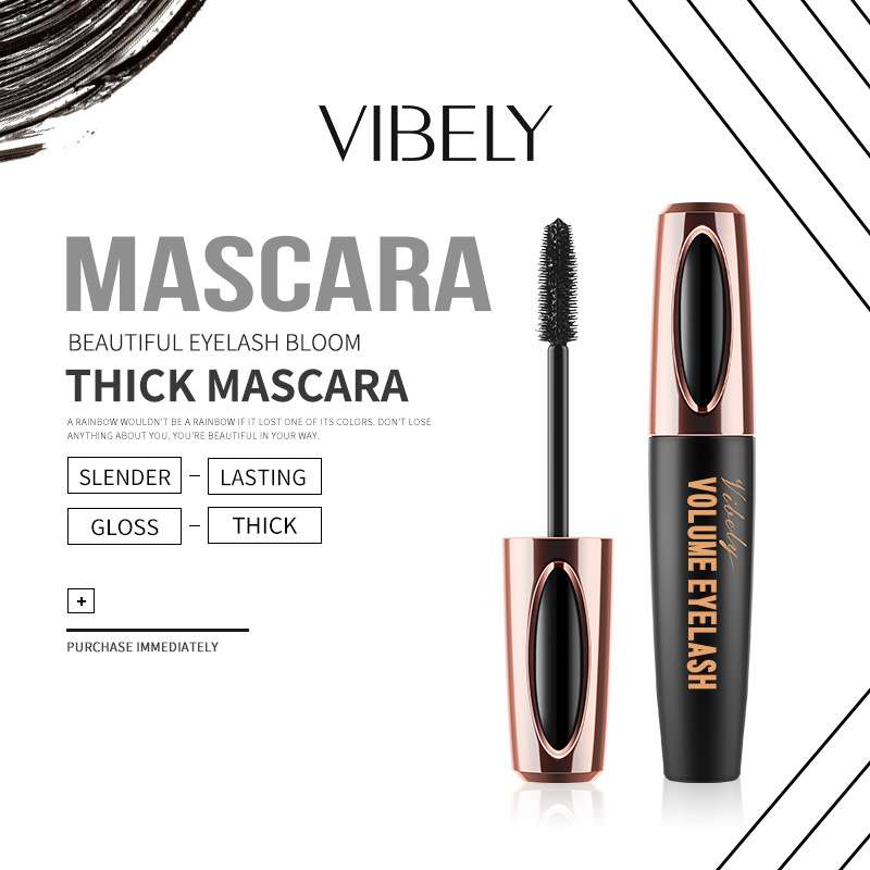 Volumizing Magic 4D Cool Black Waterproof Non-Smudge Thick and Long Mascara Curling Cross-Border Exclusive