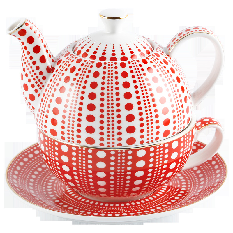 British Color Gradient Art Dot Pot Ceramic Teapot Cup and Saucer One Person Afternoon Tea Coffee Flower Teapot