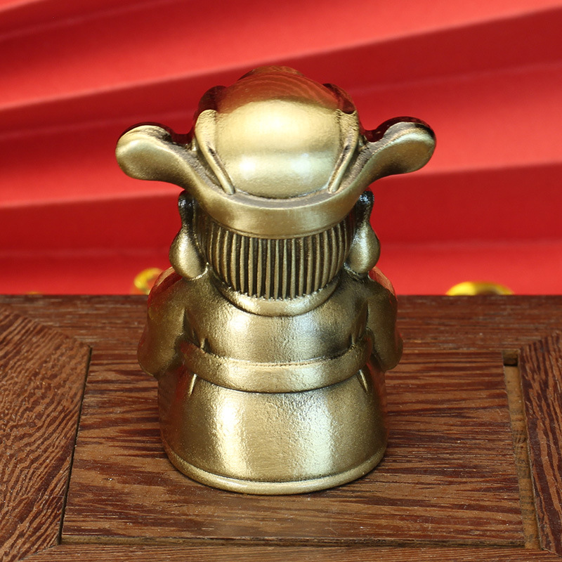 Tang Tengquan Brass Casting God of Wealth Yuan Bao to Send Money Car Desktop Decoration Creative Small Gift Brushed Glaze