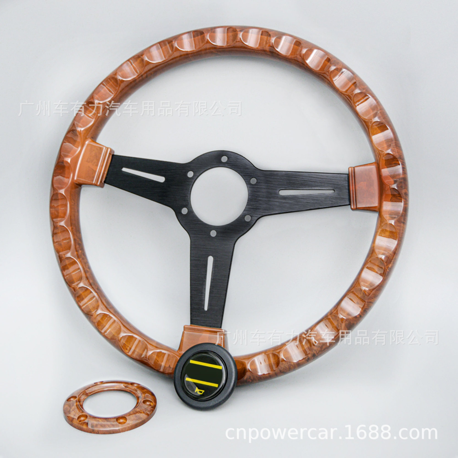 Factory Direct Sales Automotive General Retro Nd Peach Wood Color Steering Wheel 14inch General Abs Flat Steering Wheel