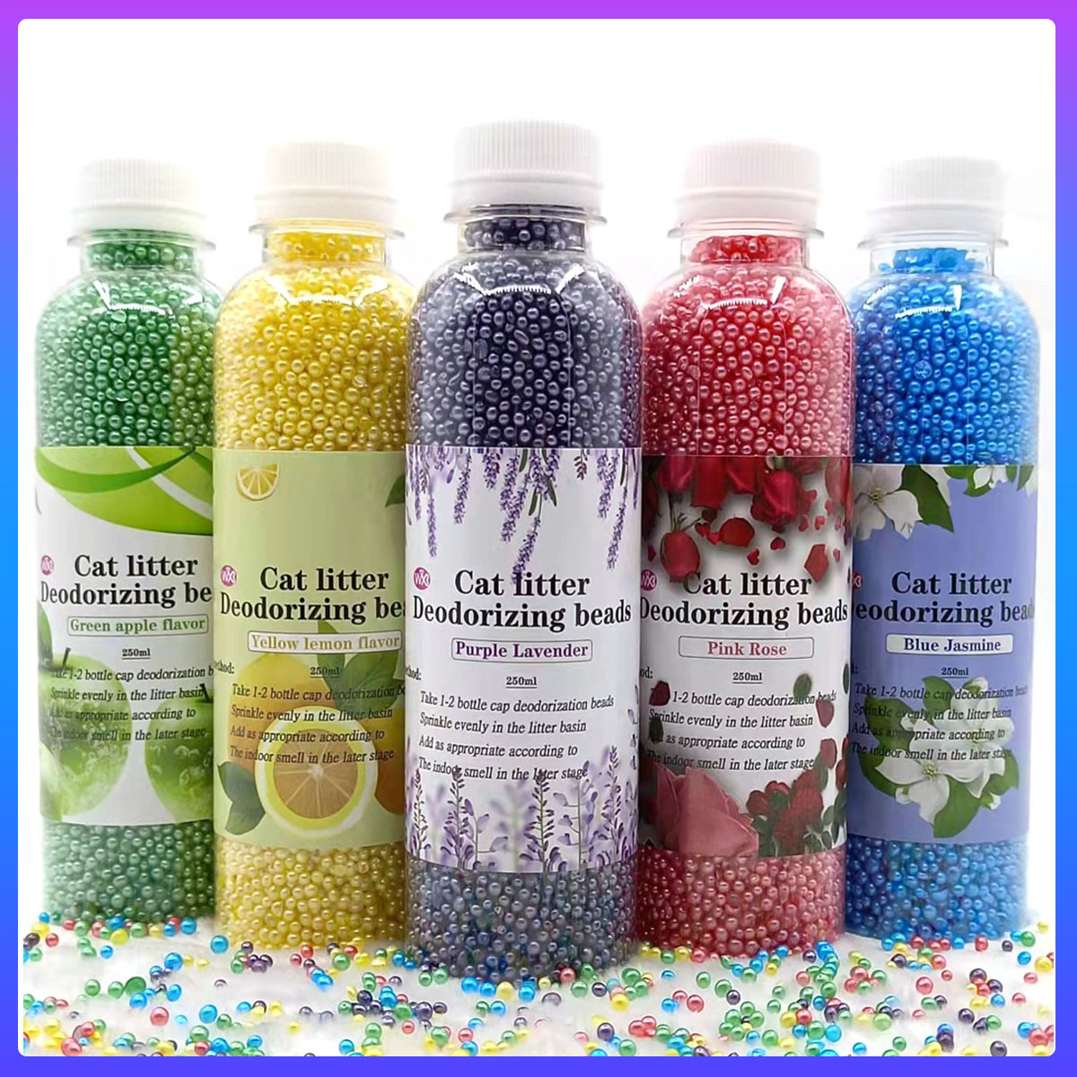 Производитель оптовая продажа дезодорирующие гранулы для наполнителя принадлежности для кошек ароматические гранулы в бутылках активированные угольные дезодорирующие гранулы