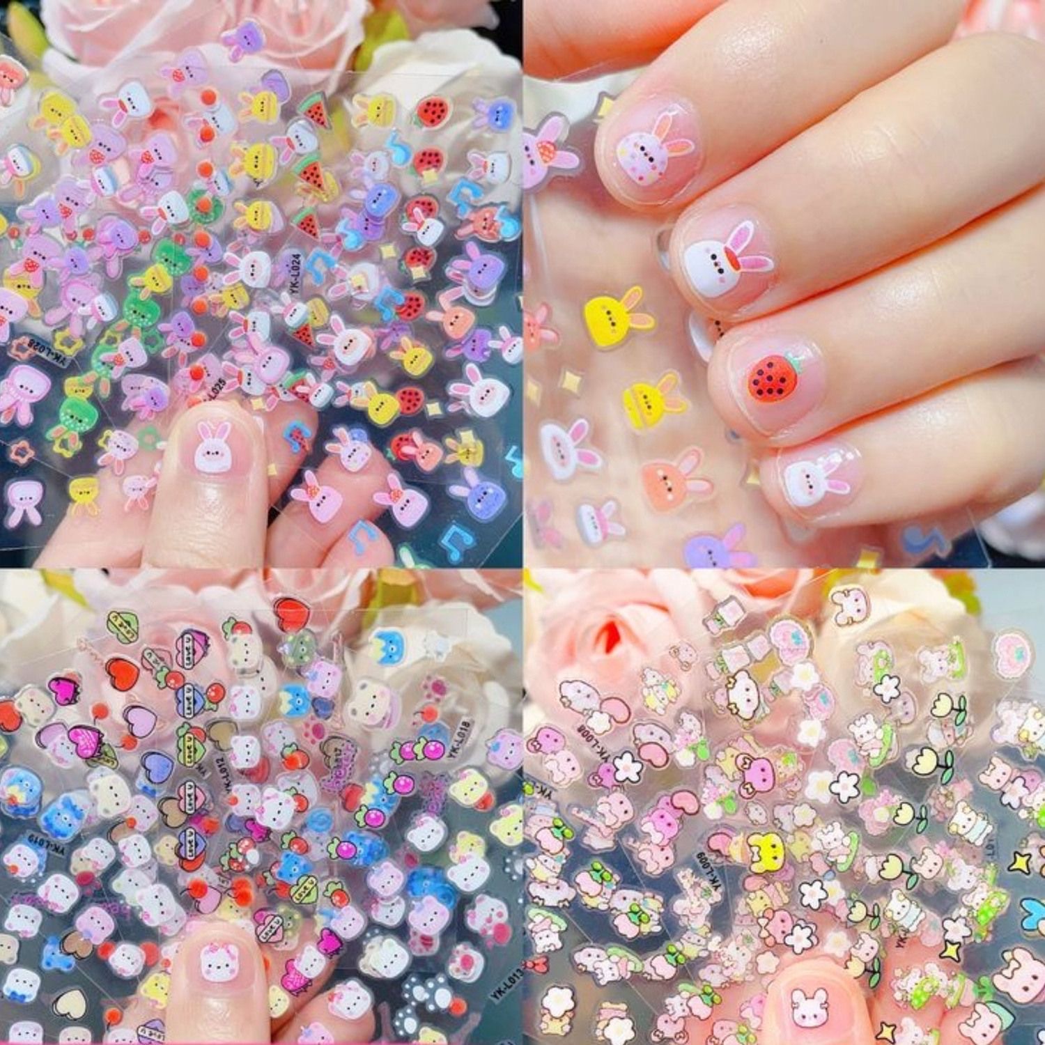 Children's Cartoon Cute Little Rabbit Nail Stickers Girl Baby Kindergarten Reward Stickers Gift Nail Art Decals