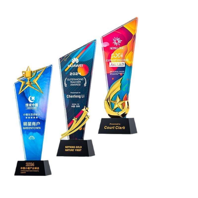 Creative Crystal Trophy Custom-Made High-End Metal Medal with Engraving for Outstanding Employee Competition Company Team Annual Meeting Awards