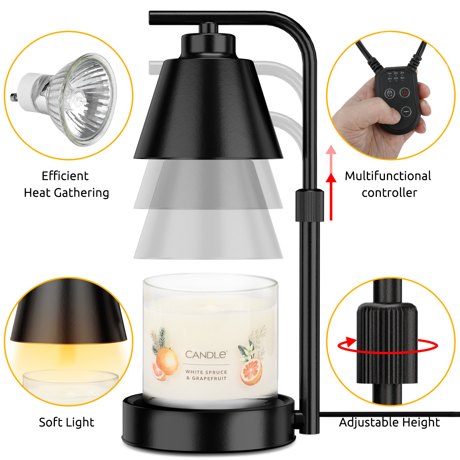 Melted Wax Lamp Cross-Border Popular Lifting Fire-Free Retro Timed Retractable Aromatherapy Lamp Gift Lamp Containing Two Halogen Bulbs