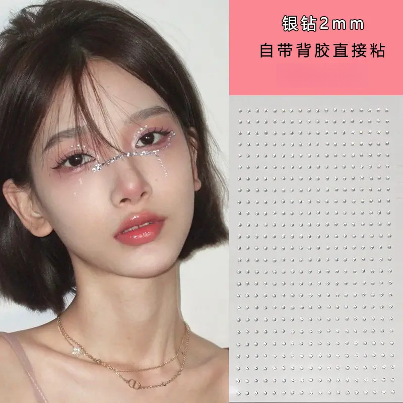 No-Punch Fake Lip Nail Stickers, No-Hole Personalized European and American Nose Nail and Eyebrow Nail Stickers, Creative Jewelry Face Stickers, Diamond Music Festival Stickers