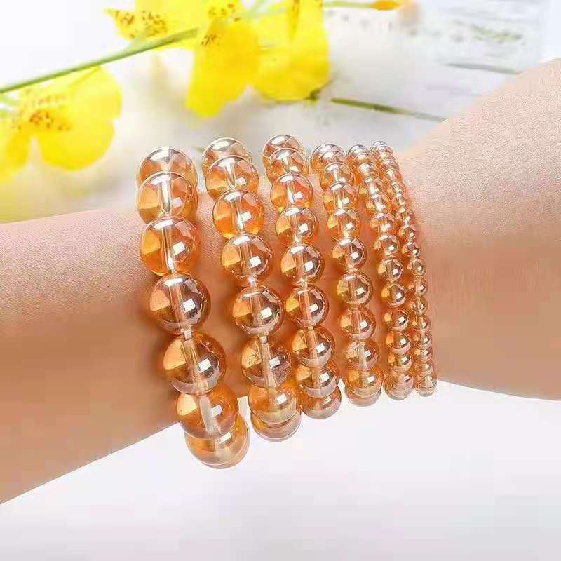 Браслет с бусинами из стекла, устойчивый к царапинам, высококачественный браслет 8 мм цвета шампанского, кристаллы