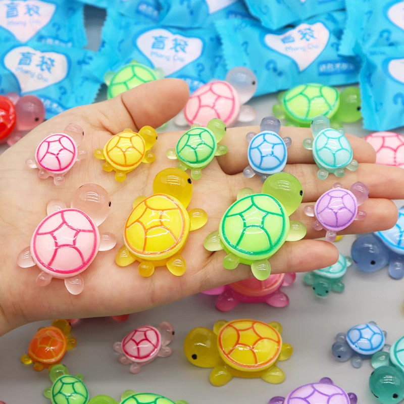 Internet Celebrity Cartoon Turtle Series Micro-Scenery Fish Tank Landscaping Ornaments Cute Colorfulful Little Turtle Luminous Ornaments