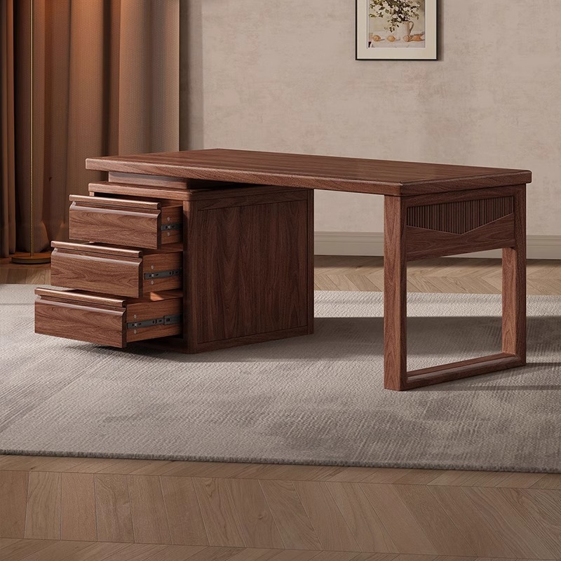 Black Walnut Solid Wood Desk and Chair Modern Light Luxury Calligraphy Desk Office Writing Desk Study Home Simple