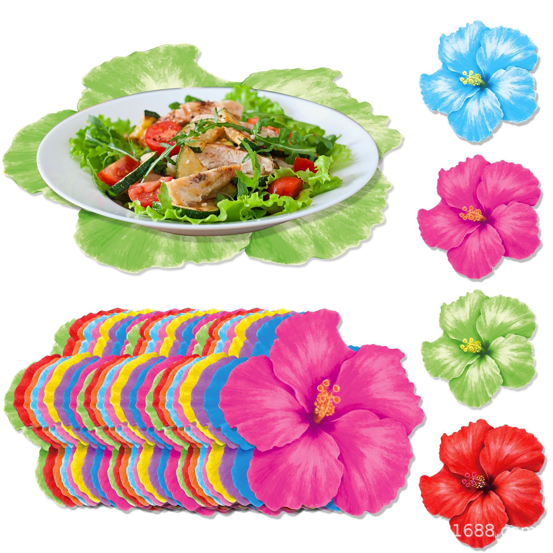 CA010 Alien Hibiscus Flower Hawaiian Flower 9 Color Flower Atmosphere Layout Disposable Placemat Paper Placemat